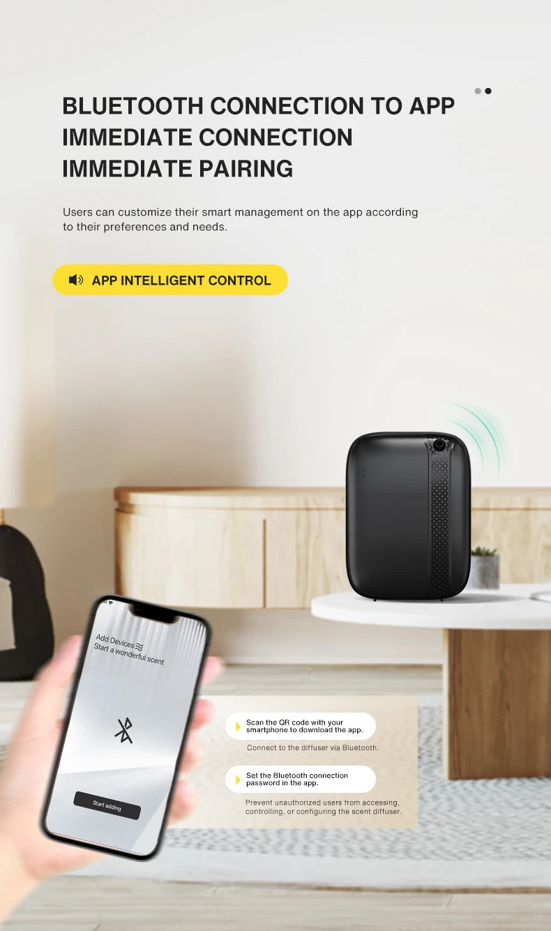NAMZTE Home Fragrance Aroma Diffuser 1000m³ Coverage Perfume Air freshener Waterless Free Essential Oil 400ML Capacity Bluetooth APP Control Electronic Aromatic Machine