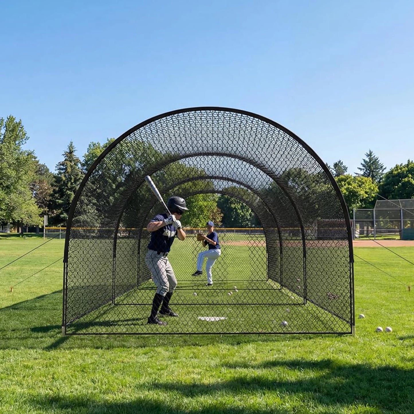 33FT/22FT Baseball Batting Cage With Frame & Net, Outdoor Hitting Pitching Training Net For Backyard Softball Golf Practice Set