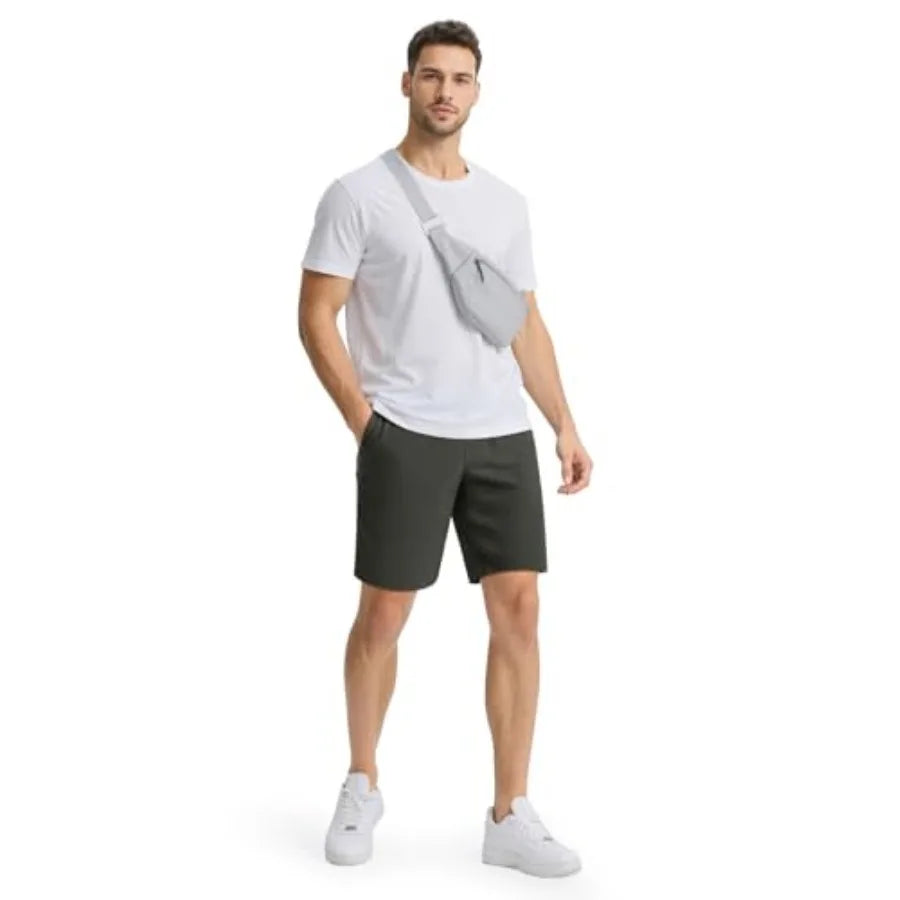 Mens Casual Dress Shorts Stretch Slim Fit Quick Dry 9 Inch Inseam