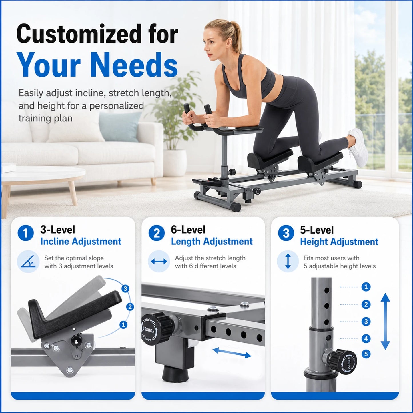Crawling Machine, Adjustable Height Length Back Stretcher with Counter, Crawling Training Machine, for Home Gym Studio Cardio Fitness Exercise Core Training Office