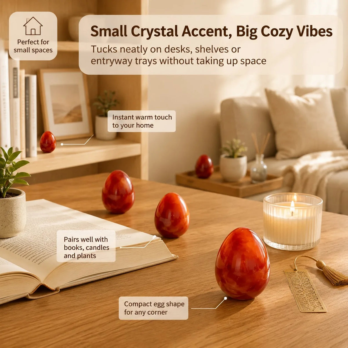 1 piece of natural red agate crystal egg, random style, polished red crystal egg, suitable for home decoration and collecting gifts. The real red agate stone has a unique marble pattern and is a gift for Easter, Christmas, an