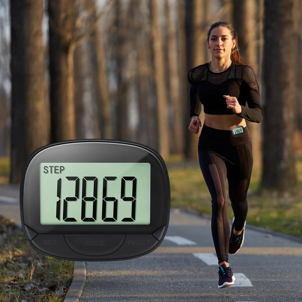 Clip-On Pedometer Electronic Pedometer Digital Display Simple Step Tracker Large Screen Multifunctional for Adults Seniors Dog