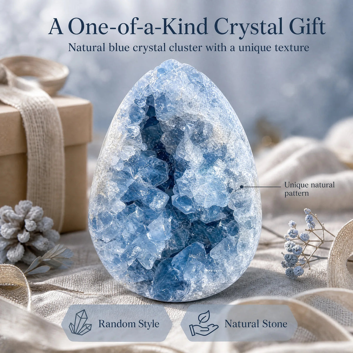 Natural Bohemian style blue crystal cave, random in style, suitable for decoration, can be used as a natural crystal gift for housewarming, Christmas, opening ceremonies, and business gifts. The crystal cave is placed on the