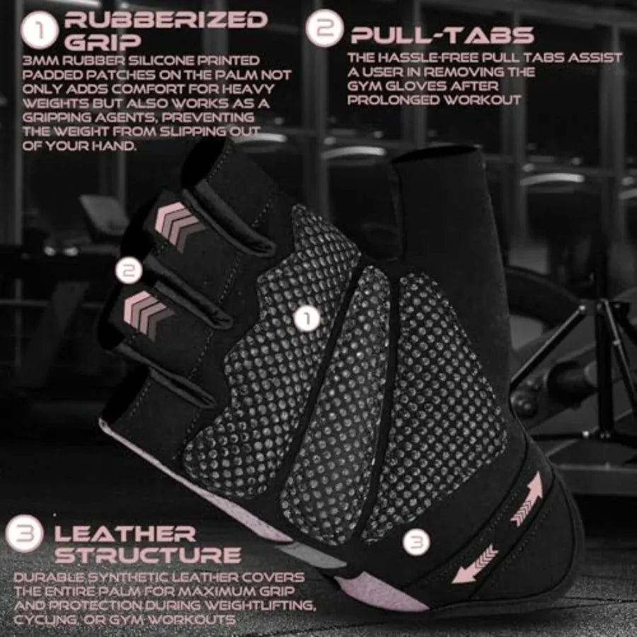 Fingerless Weight Lifting Gloves with Palm Protection Padding, Breathable Lightweight Gym Gloves for Men, Women, Weightlifting,