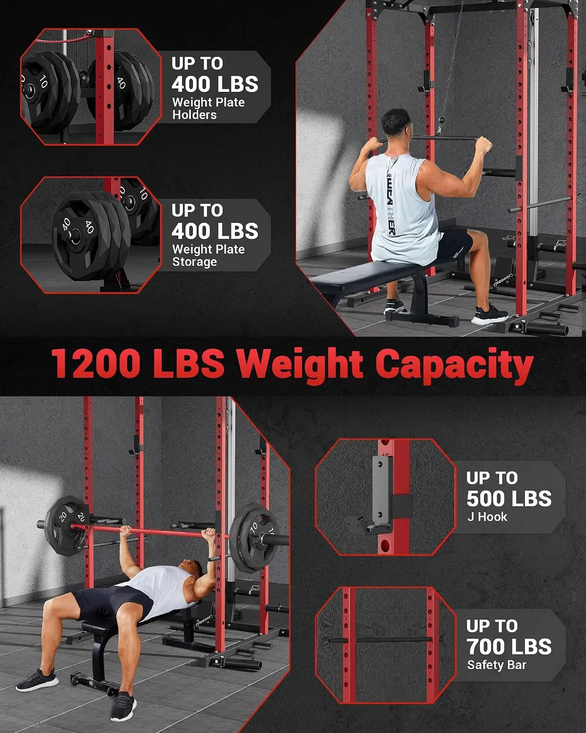 Power Cage for Home Gym with Pulley System, Power Rack & Squat Rack for Strength Training