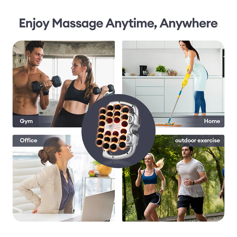 18/24 Heads Fascia Gun Red Light Deep Tissue Muscle Massager Wireless Massage Gun for Back Waist Leg Body Muscle Relaxation Home Gym