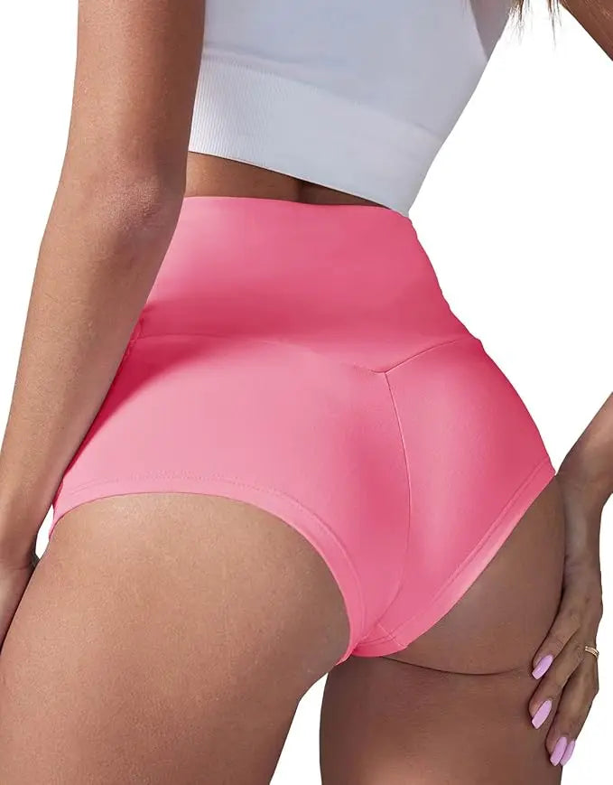 Women's High Waist Yoga Shorts with Pockets, Booty Lifting Workout Leggings, Athletic Compression Sport Shorts
