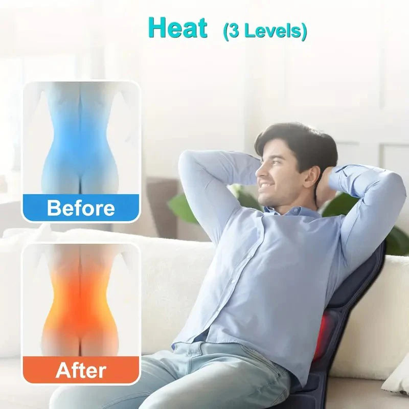Electric Back Massager Full-Body Massage Chair Cushion Heated Vibrator Car Home Office Relaxation Lumbar Neck Mattress Chair Mat