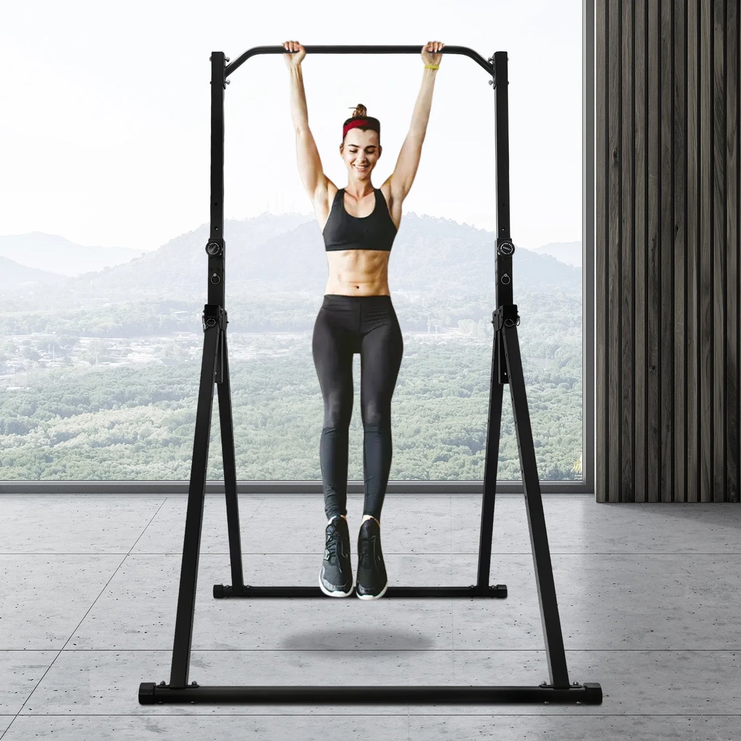 Foldable Pull Up Bar, Power Tower Dip Station, Adjustable Height Multifunction Fitness Training Equipment 440LBS