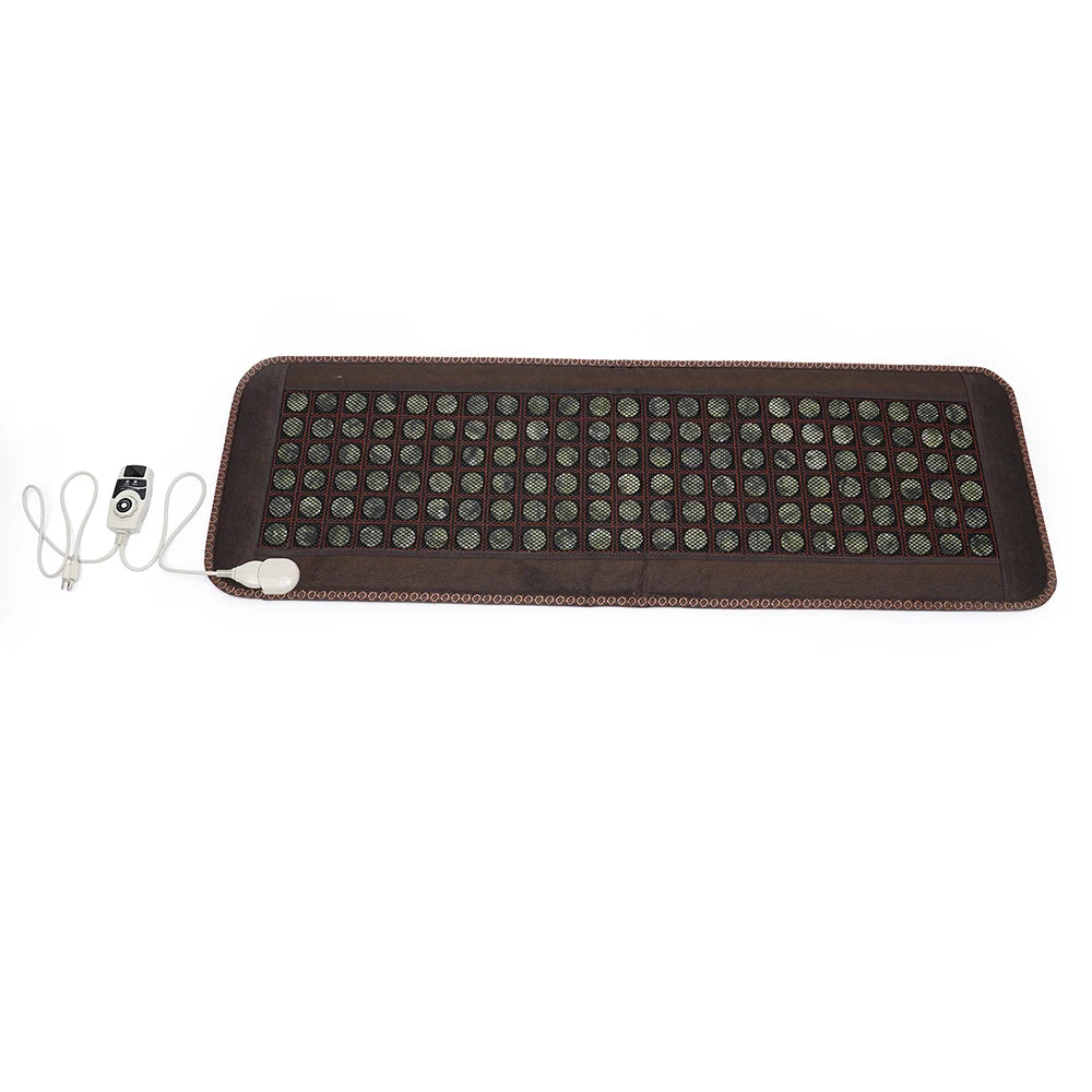 Far Infrared Heating Pad for Full Back, Natural Jade Tourmaline Stones Heating Mat, for Back Neck Shoulder Fast Pain Relief, Suitable for Home&Office