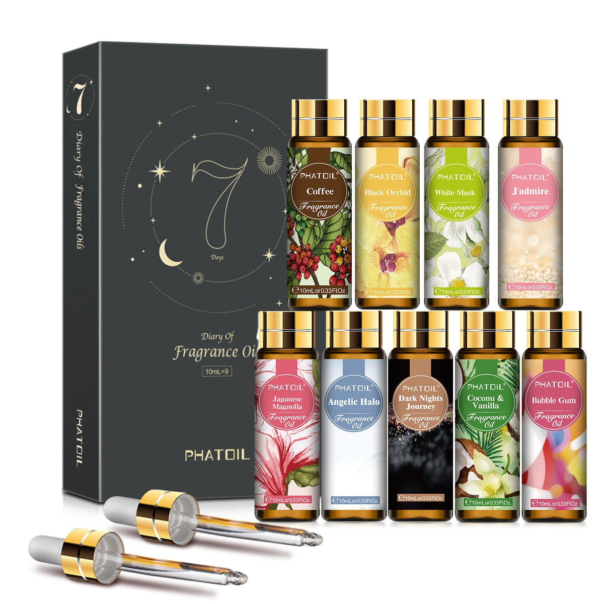 PHATOIL 9 X 10ml Fragrance Oil Christmas Gift Set for Diffusers for Home, Soap Candle Making Long Lasting Fragrance Oils Humidifier, Aromatherapy, Refresh Space