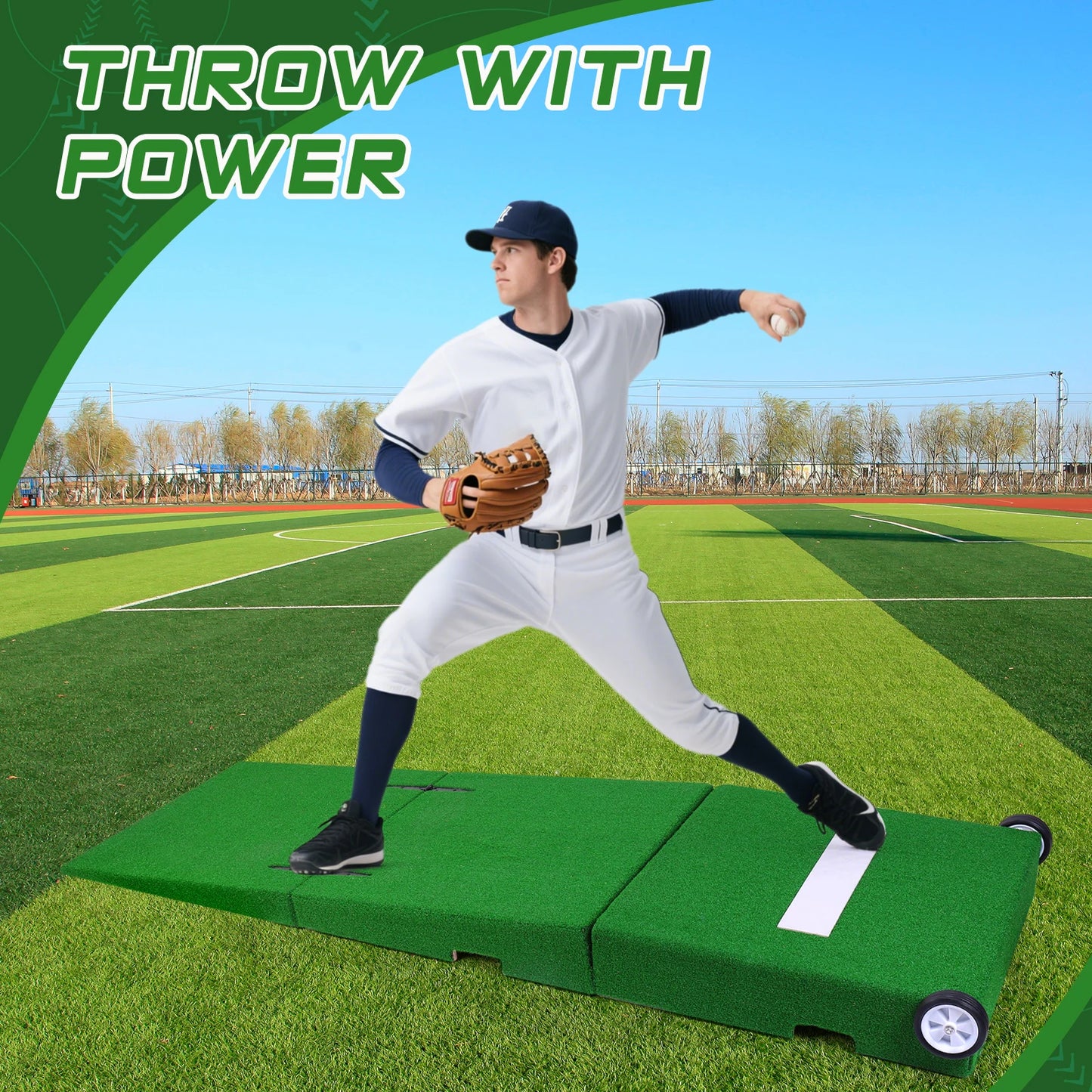 88x28x6 Inch Foldable Pitching Mound with Carry Handle Baseball Pitchers Mound Baseball Pitching Training Equipment
