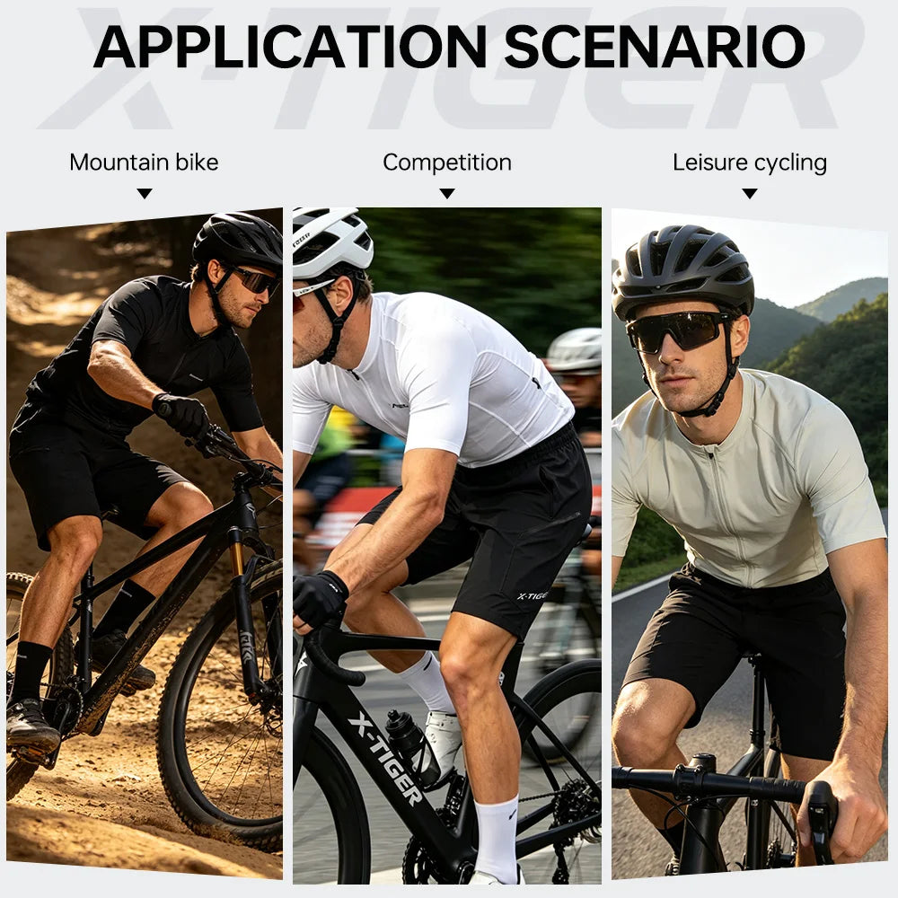 X-TIGER 2 in 1 Cycling Shorts Double Layer Loose Casual MTB Padded Shorts Waterproof Wearproof For Mountain Off-road Urban Commute Daily Wear