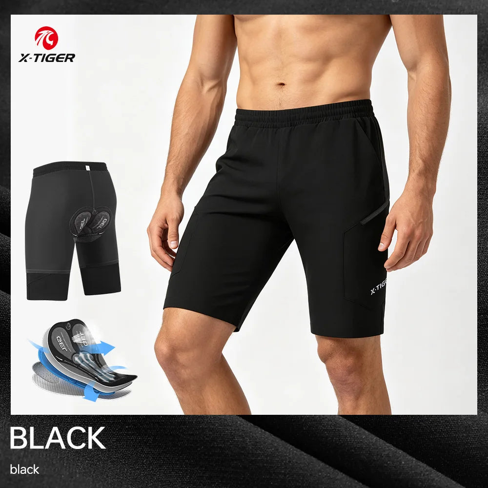 X-TIGER 2 in 1 Cycling Shorts Double Layer Loose Casual MTB Padded Shorts Waterproof Wearproof For Mountain Off-road Urban Commute Daily Wear