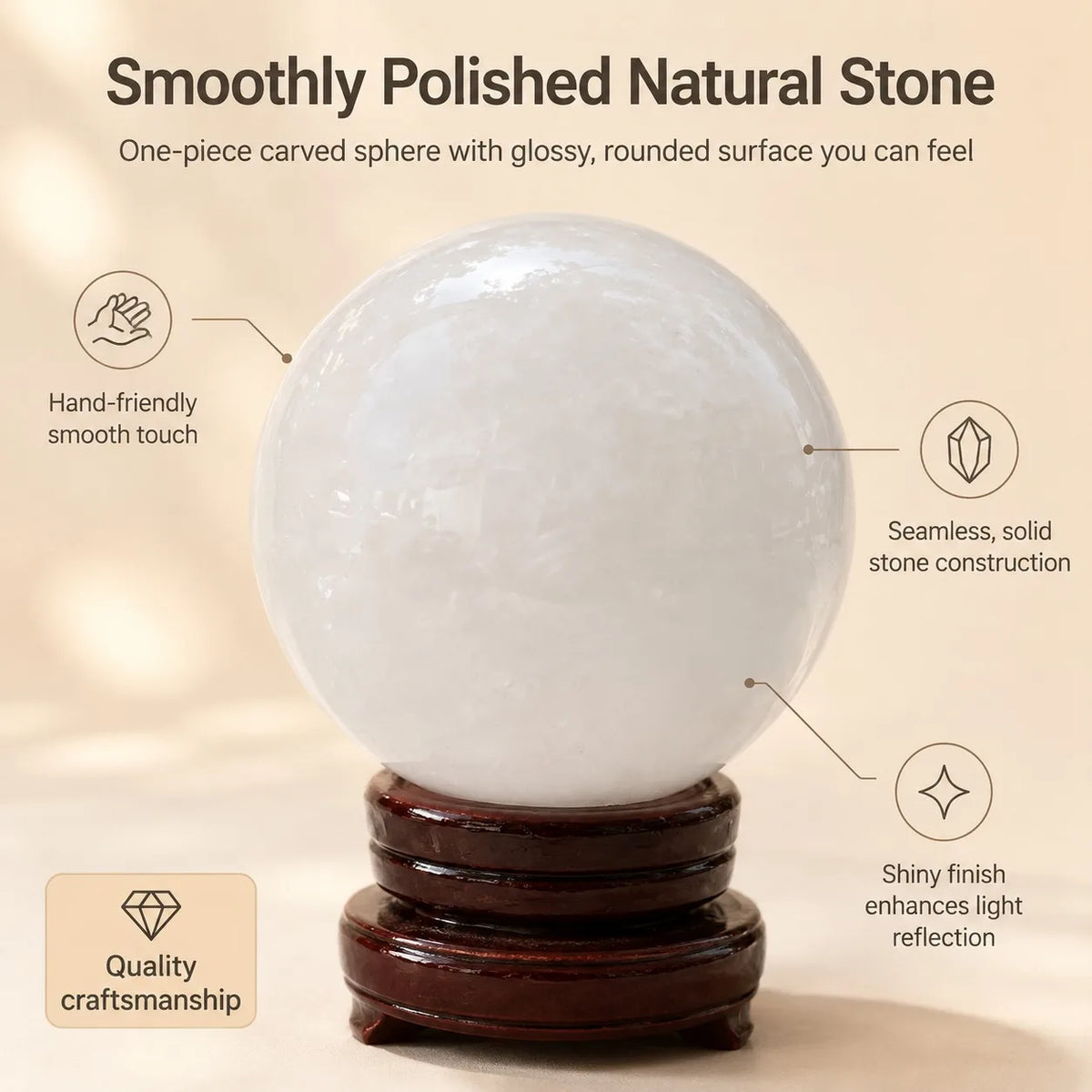 1 white quartz crystal ball, mineral specimen, random style, polished crystal ball, elegant decorative ornament, suitable for home office living room decoration, is the perfect birthday gift for family, friends, and crystal e
