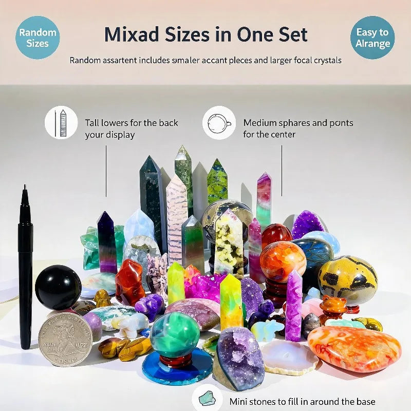 Bohemian style luxury crystal box set, with a variety of shapes, random styles, and colorful lucky crystal stones, is the best choice for Christmas gifts