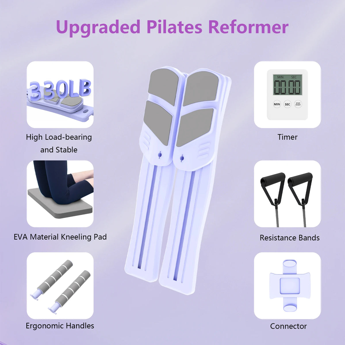 Pilates Board for Home Workout - Upgraded 7 in 1 Portable Pilates Reformer Set, Multifunctional Ab Trainer with Resistance Bands