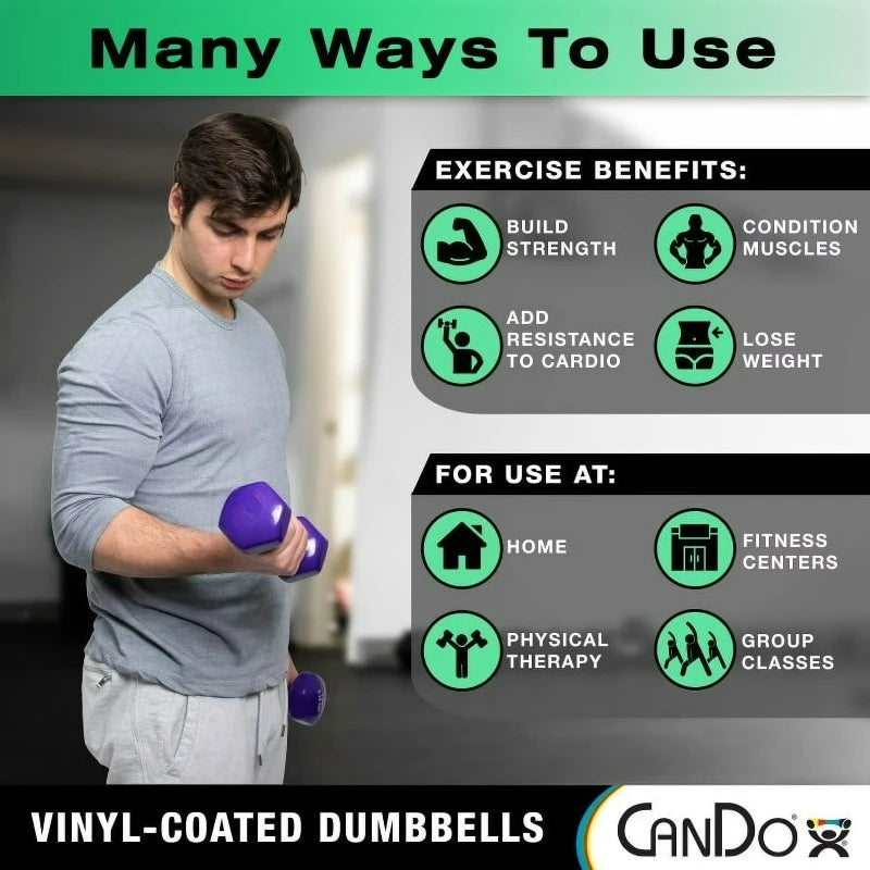 Vinyl-Coated Iron Dumbbell, Green, 3 lb, 1 Each