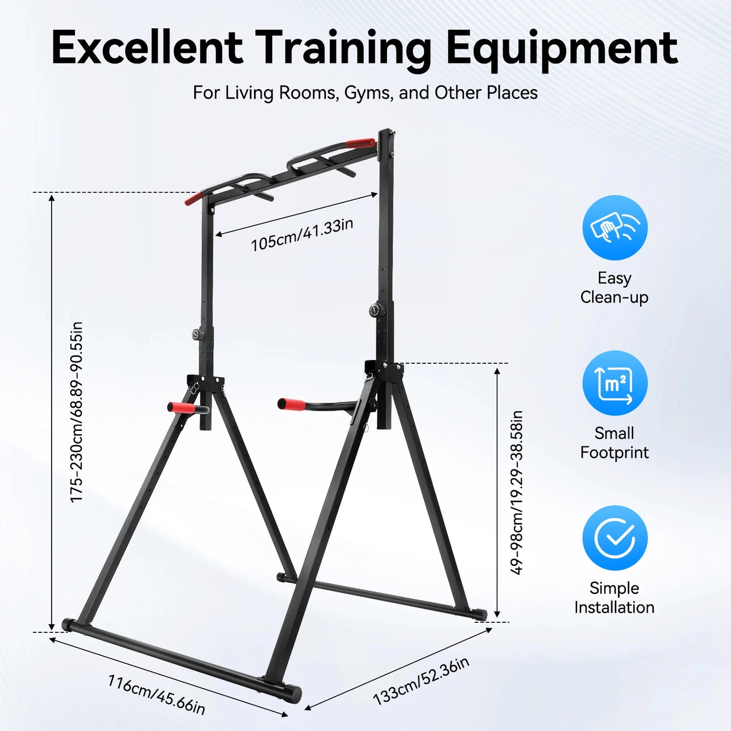 Triangular Pull Up Station Adjustable Height Pull Up Bar Gym Dip Bar Power Tower Workout Dip Station Chin Up Bar for Home Gym Equipment