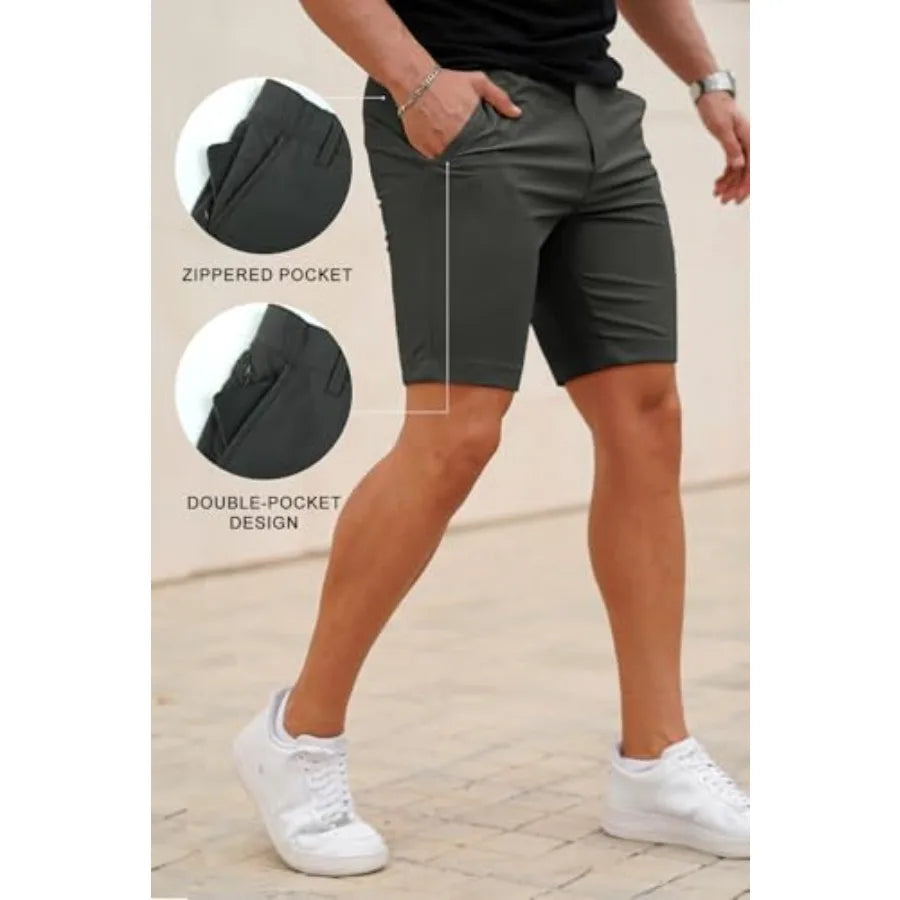 Mens Casual Dress Shorts Stretch Slim Fit Quick Dry 9 Inch Inseam