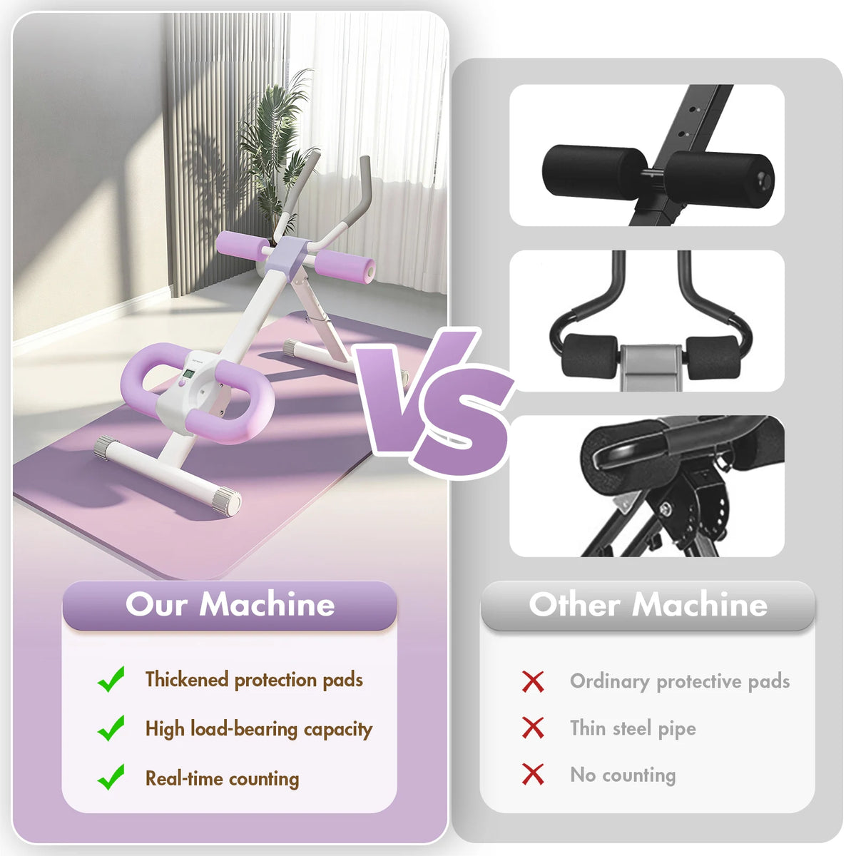 Foldable Ab Crunch Machine Core Workout Bench Adjustable Equipment Fitness Exercise Strength Resistance Bands for Home Gym
