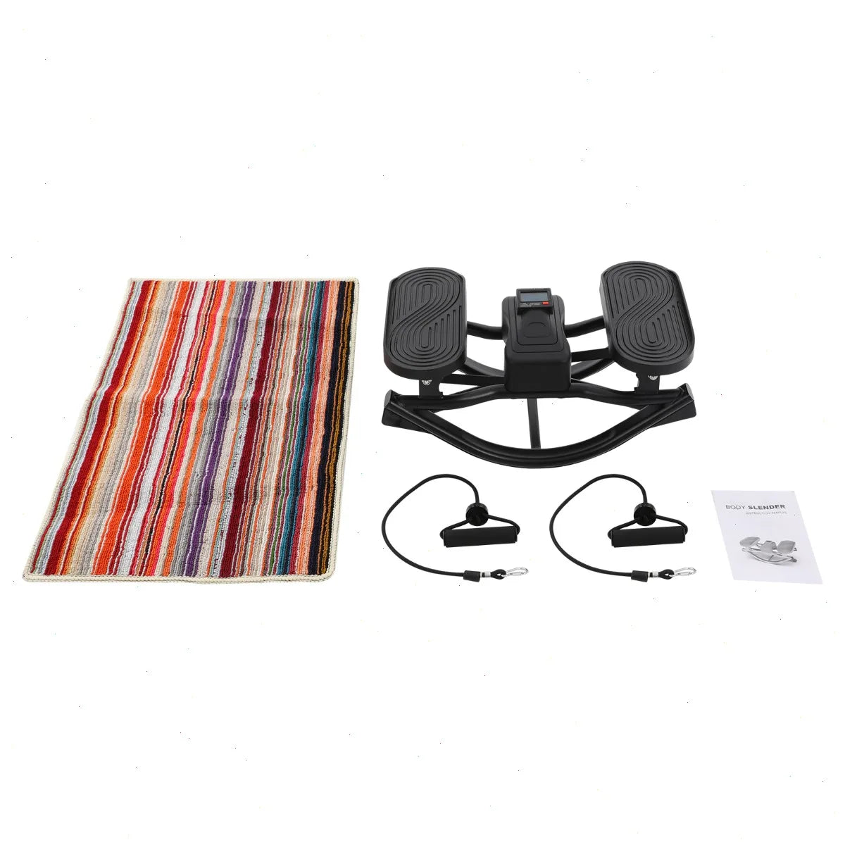 Rock Stepper with Elastic Resistance Bands, Side-to-Side Lateral Rocking Stepper Machine, Digital Display Monitor, Heavy Duty Frame, Home Fitness Equipment for Legs Glutes Workout ﻿