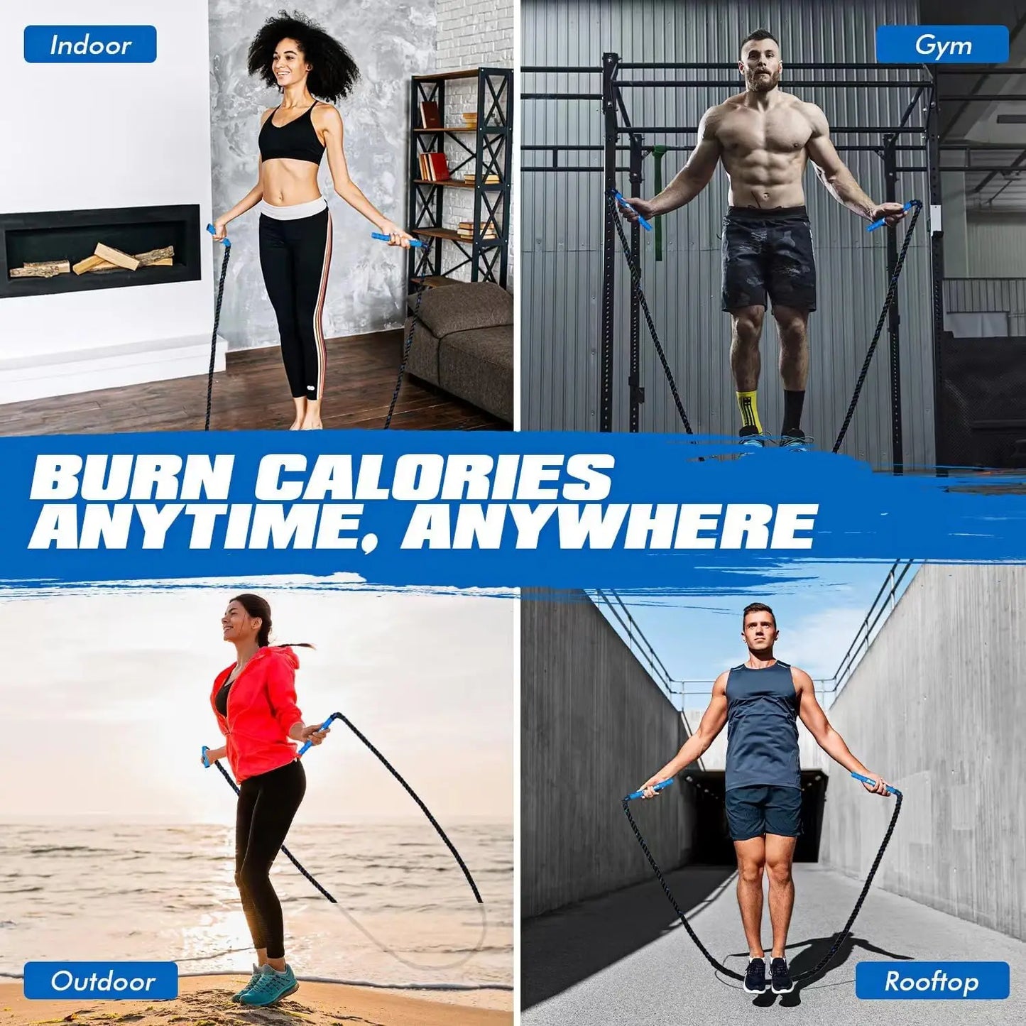 Weighted Jump Rope for Fitness, Boxing Cardio Training, Home Gym Workout Equipment for Men Women