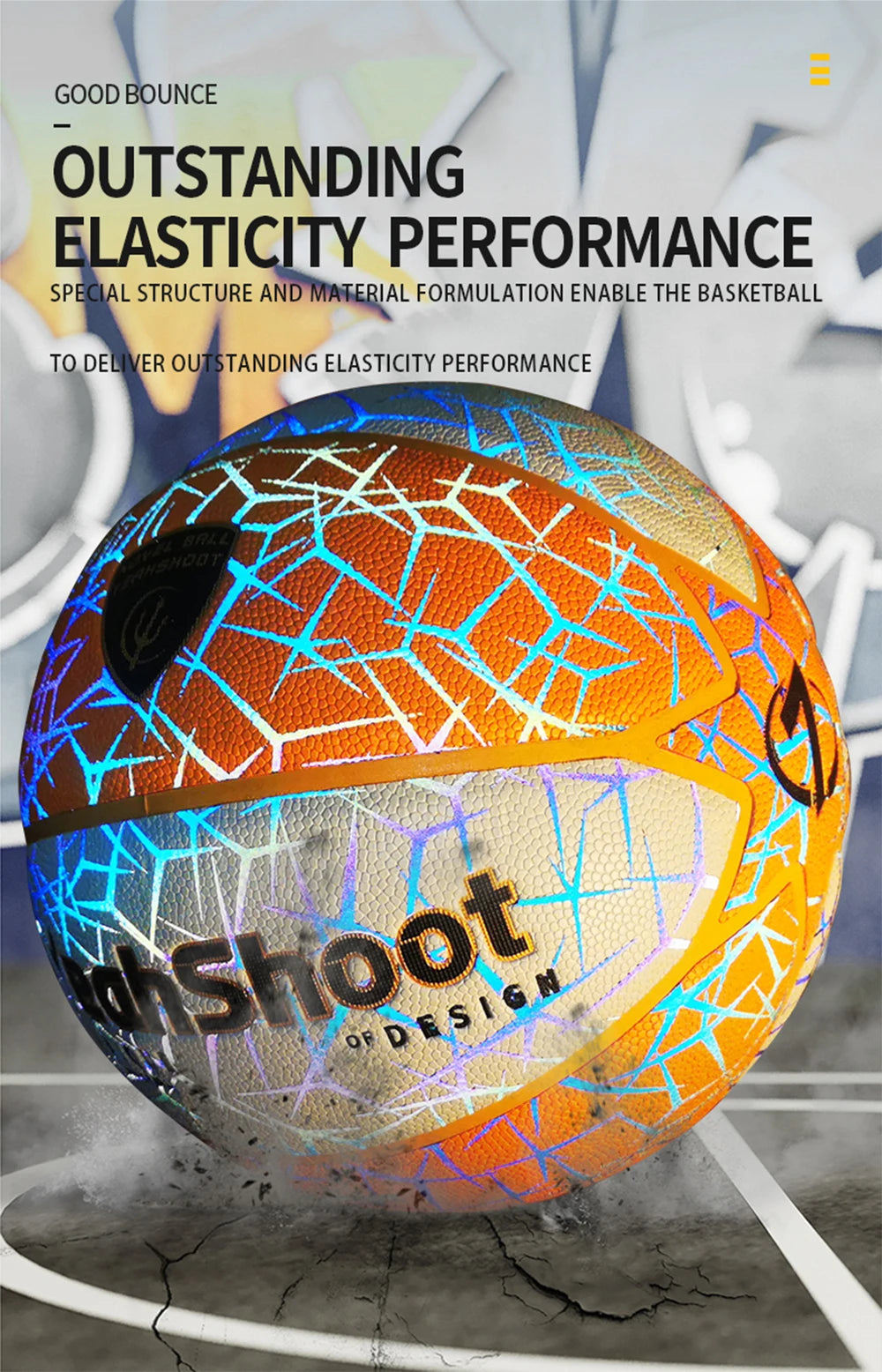 2026 Dark-Glowing Holographic Basketball - Light-Up Luminous Basketball for Outdoor Training And Nighttime Games