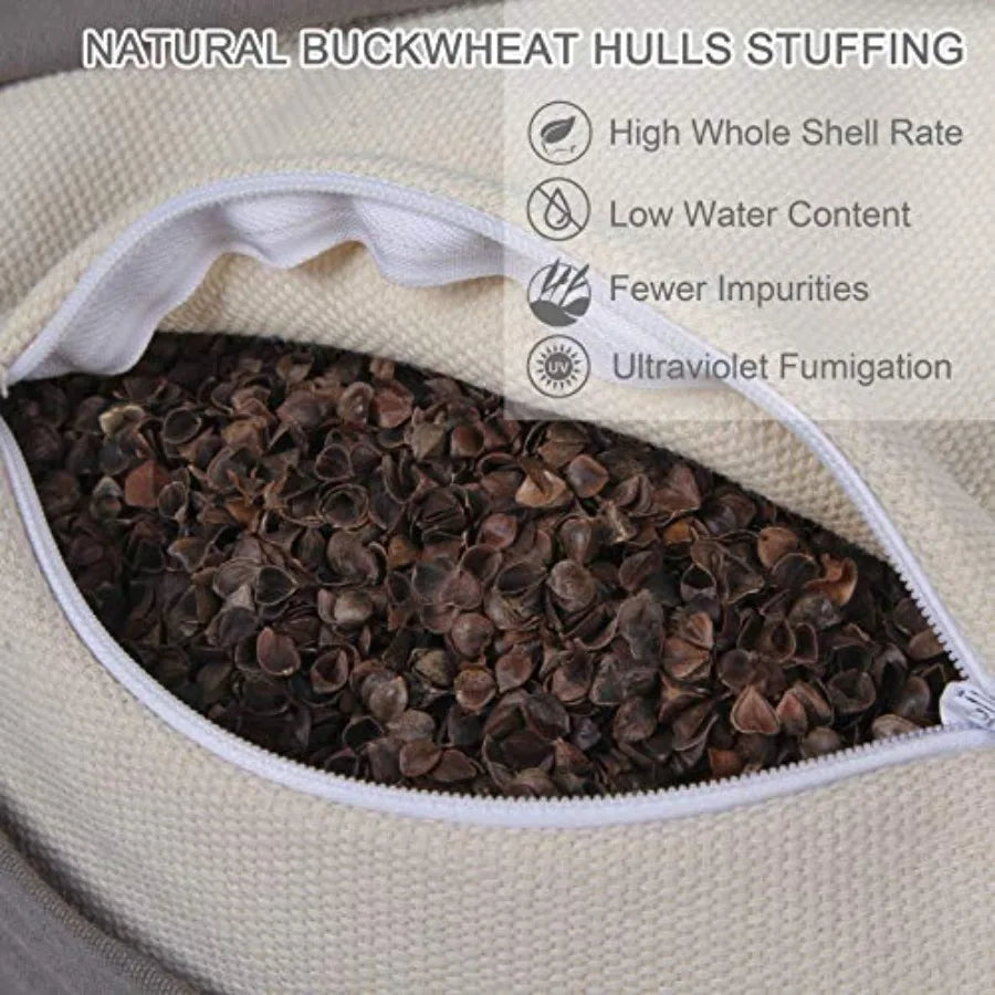 Zafu Buckwheat Meditation Cushion, D=13"/16" H=5.5", Round Zabuton Meditation Pillow, Yoga Bolster Kneeling Pillow Premium Yoga