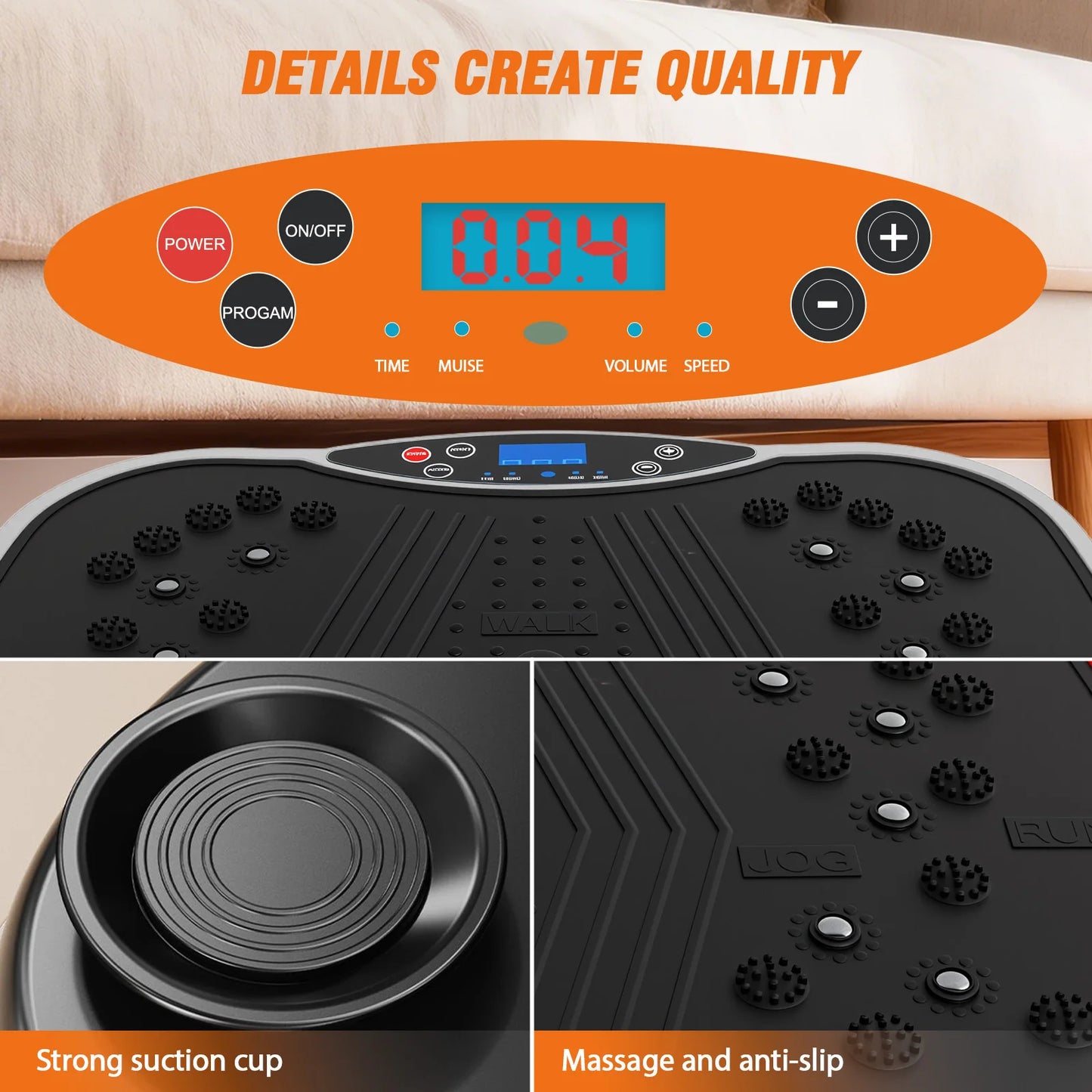 Portable Vibration Plate Exercise Machine Full-Body Workout with Bluetooth Resistance Bands Yoga Straps for Weight Loss &Shaping