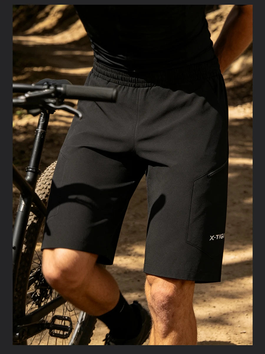 X-TIGER 2 in 1 Cycling Shorts Double Layer Loose Casual MTB Padded Shorts Waterproof Wearproof For Mountain Off-road Urban Commute Daily Wear