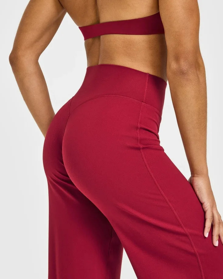 NCLAGEN SoftMotion Straight Leg Bottoms Women's Mid-Waist Yoga Pants GYM Leggings Naked Feel Pilates Running Sports Trousers