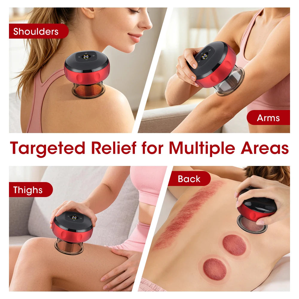 Rechargeable Smart Cupping Device, 12 Adjustable Suction Levels with LCD Display, Electric Heating Vacuum Massage Cup for Body Relaxation