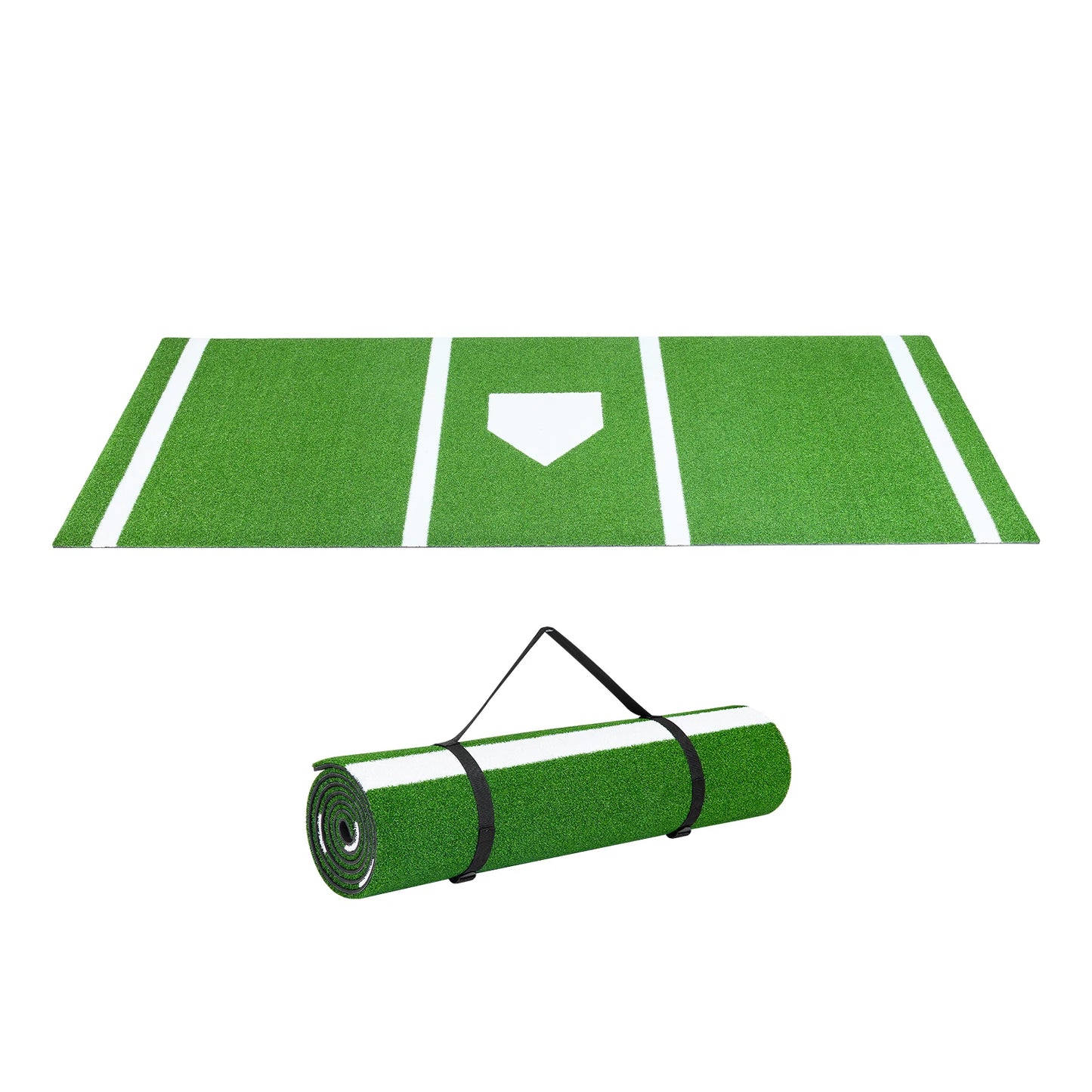 SucceBuy 10x3.8 ft/12x6 ft Baseball Hitting Turf Mat Softball Batting Practice Equipment with Home Plate Portable for Outdoor