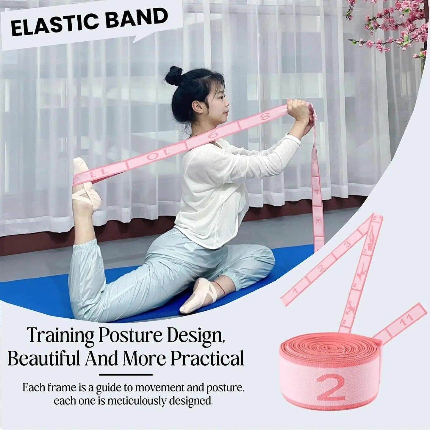 Multi-Loop Stretch Band for Yoga, Pilates, Ballet, Physical Therapy, Flexibility & Leg Stretching - Durable Stretching Equipment with 11 Loops