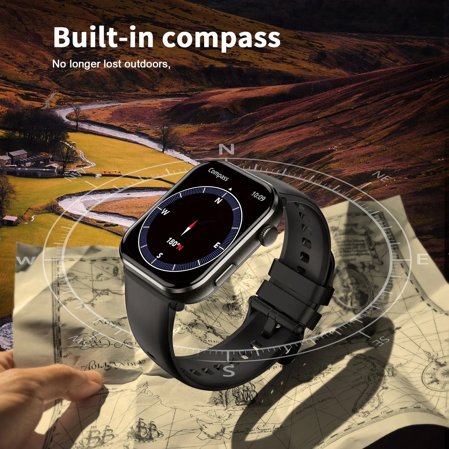 Blackview 800mAh 1.96'' AMOLED Screen R60 Bluetooth Call Smartwatch Blood Oxygen Health Monitoring for Men Women Fitness Tracker