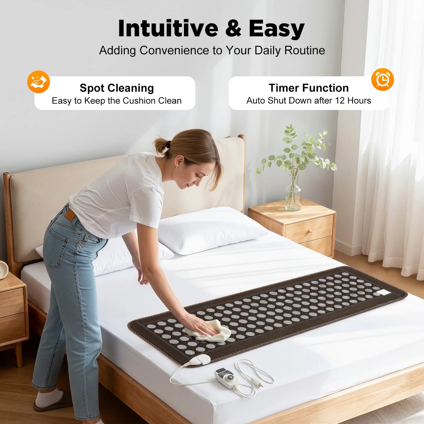 Far Infrared Heating Pad for Full Back, Natural Jade Tourmaline Stones Heating Mat, for Back Neck Shoulder Fast Pain Relief, Suitable for Home&Office