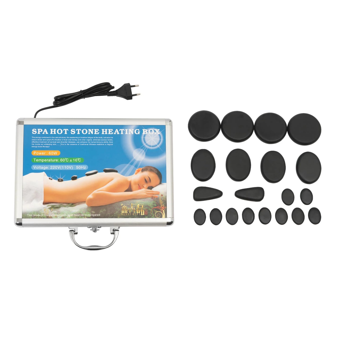 18 Volcanic Rocks Hot Stones Massage Set, 60-70 ℃used Hot Stones Body Massage Set, for Massage, Scraping, Hot Compress