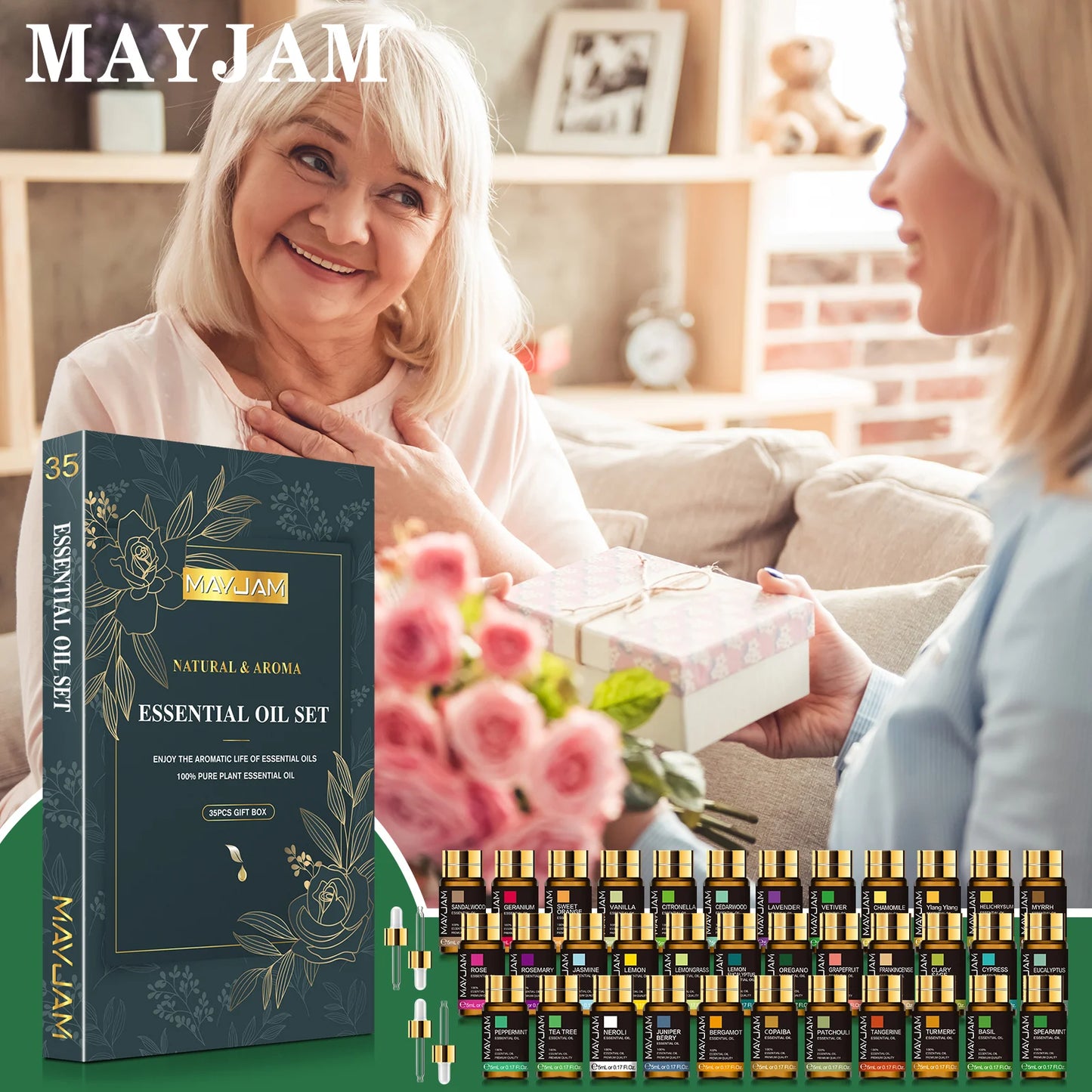 MAYJAM 35 Bottles Essential Oils Set For Humidifier Lavender Eucalyptus Vanilla Oregano Neroli Aroma Oil DIY Making Candle