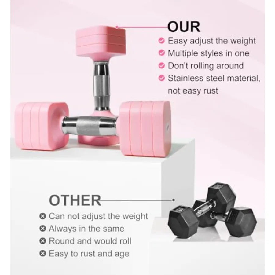 15LB 20LB 30LB 40LB 50LB Adjustable Dumbbell Set Free Weights for Women Men Home Gym Exercise Workout Strength Training Equipme