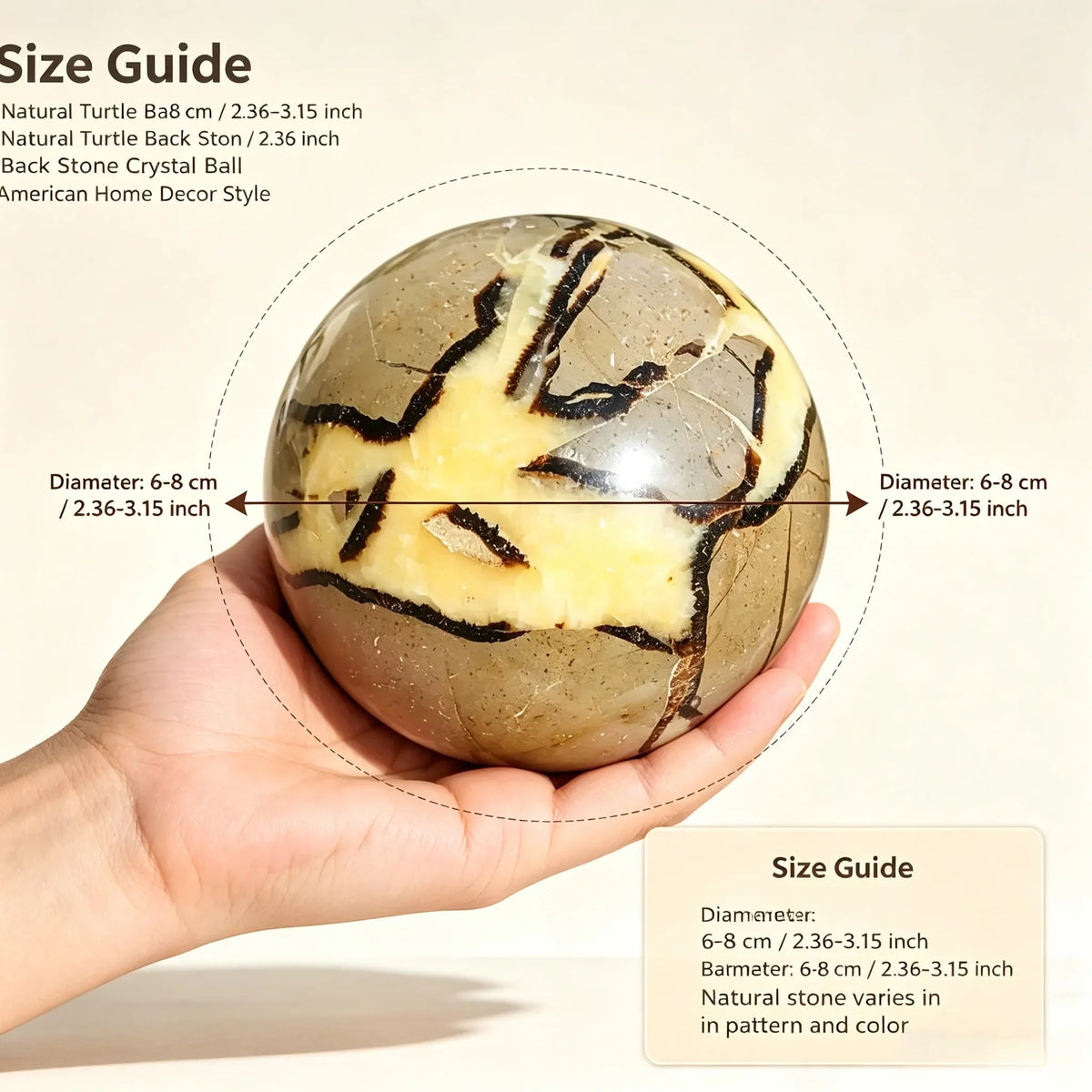 Natural turtle back stone ball ornament, with random styles, suitable for home and garden decoration, can decorate spaces such as courtyards, terraces, living rooms, etc. It is also a Christmas and Halloween gift for family a