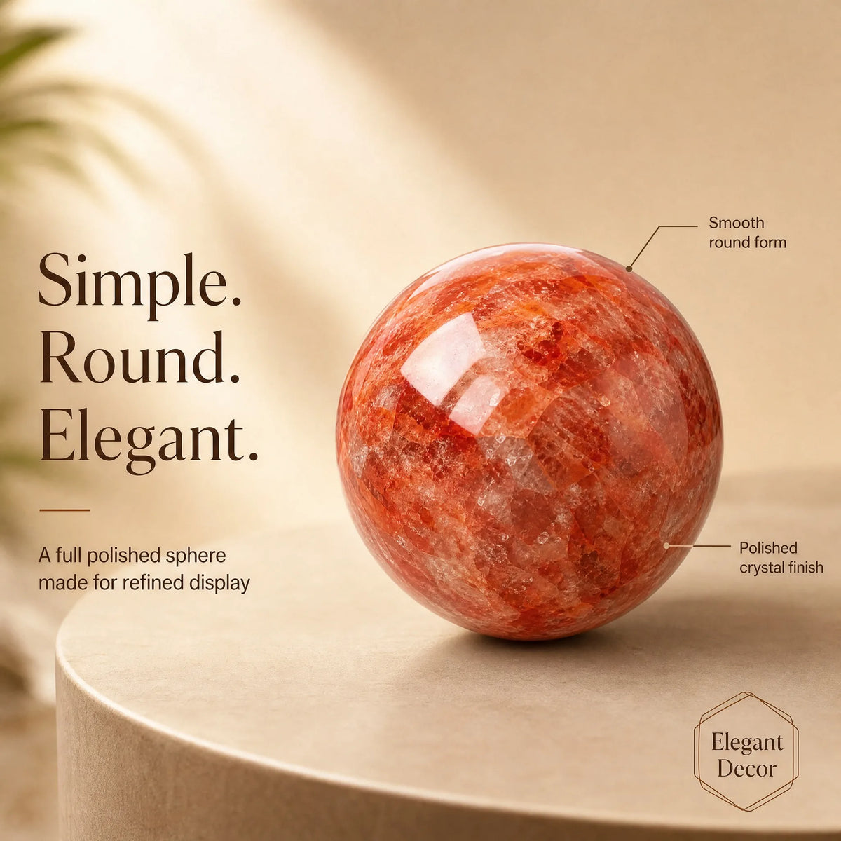 A red gel flower crystal ball, polished round body, random style, suitable for home decoration, tabletop or fireplace frame, elegant gift for Christmas, Valentine's Day, Mother's Day, Thanksgiving, elegant design, polished su