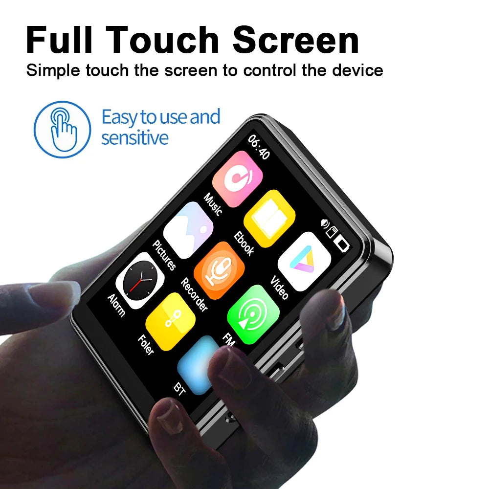 2.4 Inch Full Touch Screen MP3 MP4 Player with Speaker BT with Built in Speaker TF Card Expansion Supports for E-book Reading