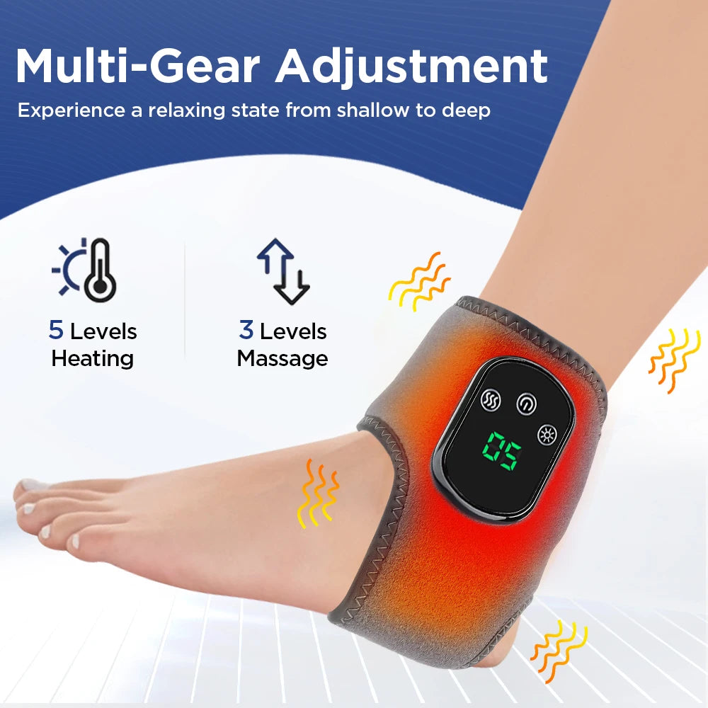 Electric Heating Foot Ankle Massager with Vibration Ankle Wrap Support Hot Compress for Joint Protection Foot Protector