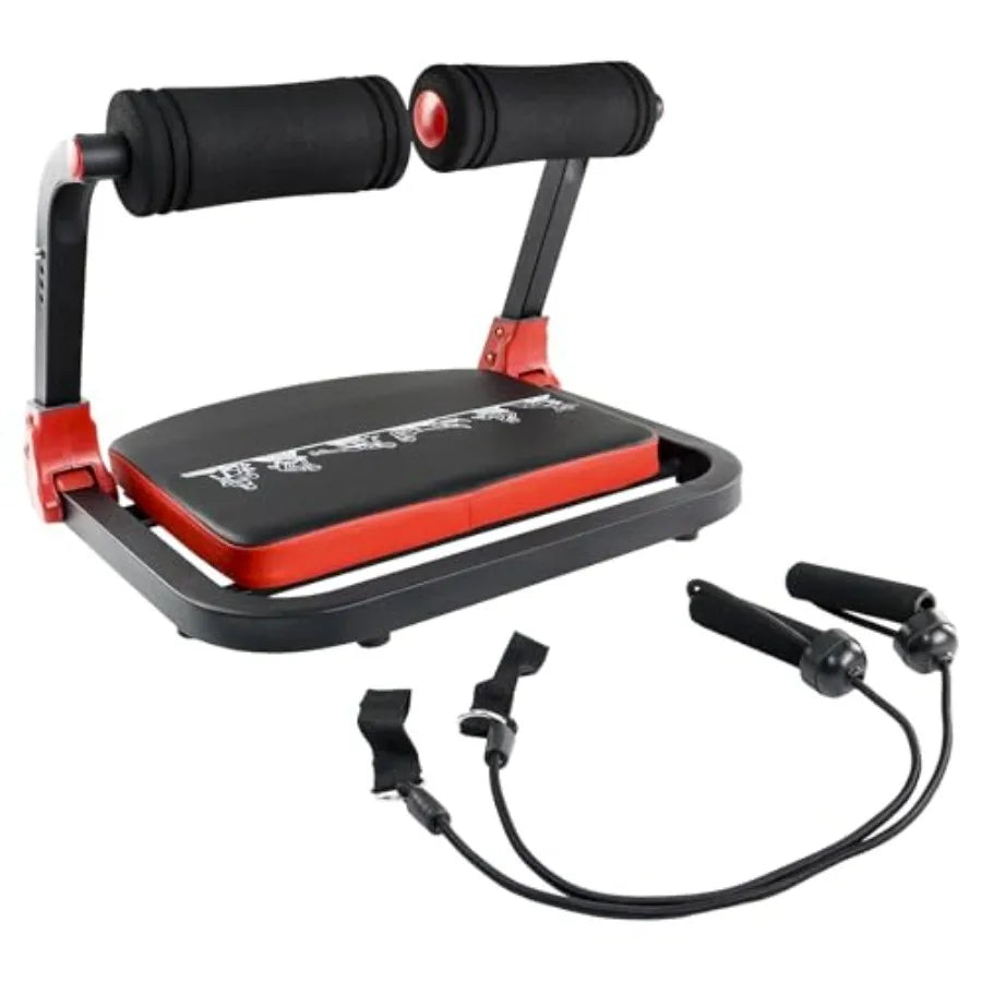Home ab workout equipment: steel frame ab crunch machine with 4-level resistance bands black color 330 lbs weight capacity