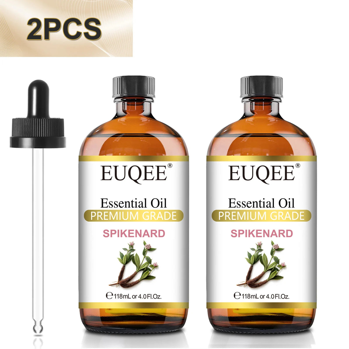 EUQEE 2 Bottles Plant Essential Oil For Diffuser Aromatherapy 118ml Myrrh Lemon Verbena Spikenard Palo Santo Rose Jasmine Essential Oil 2pcs/set