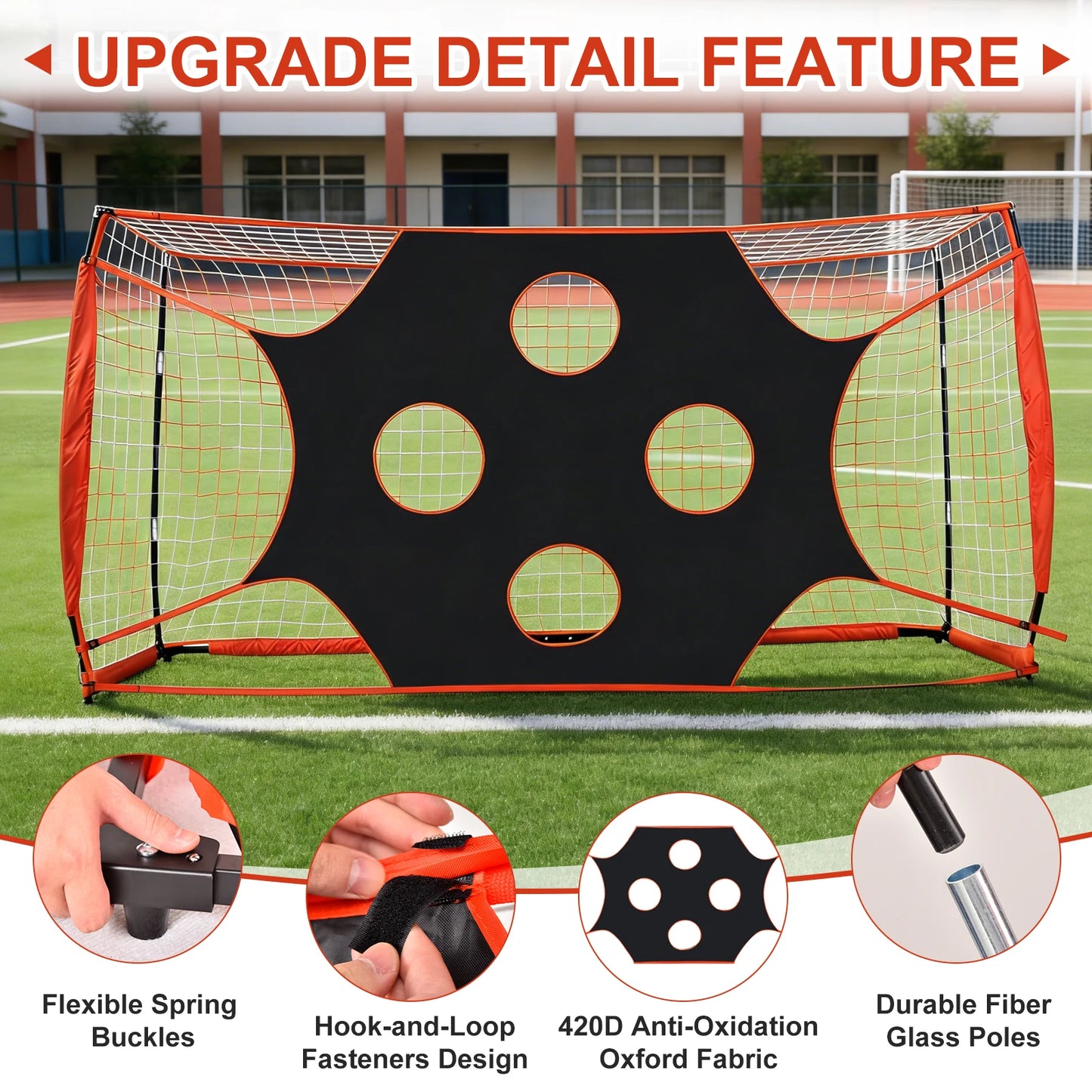 12x6 Ft Foldable Soccer Goal Folding Soccer Goal Target Net With 10 Highlighted Scoring Zones | for Park, Beach, Backyard, Playground, Garden