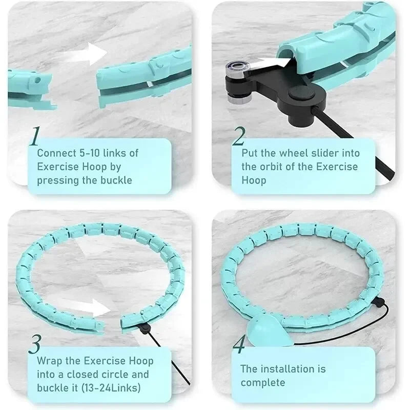 Smart Weighted Hula Hoop For Adults Weight Loss 47 Inch Waist 24 Detachable Links Fitness Hoop For Women And Beginners