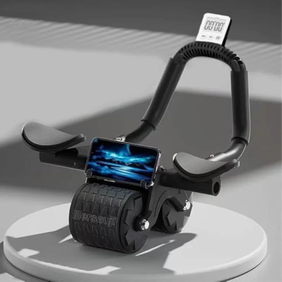 2026 Upgraded Ab Roller Wheel with Knee Mat andTimer - Automatic Rebound Abdominal Wheel with Elbow Support, Abs Workout Equipm