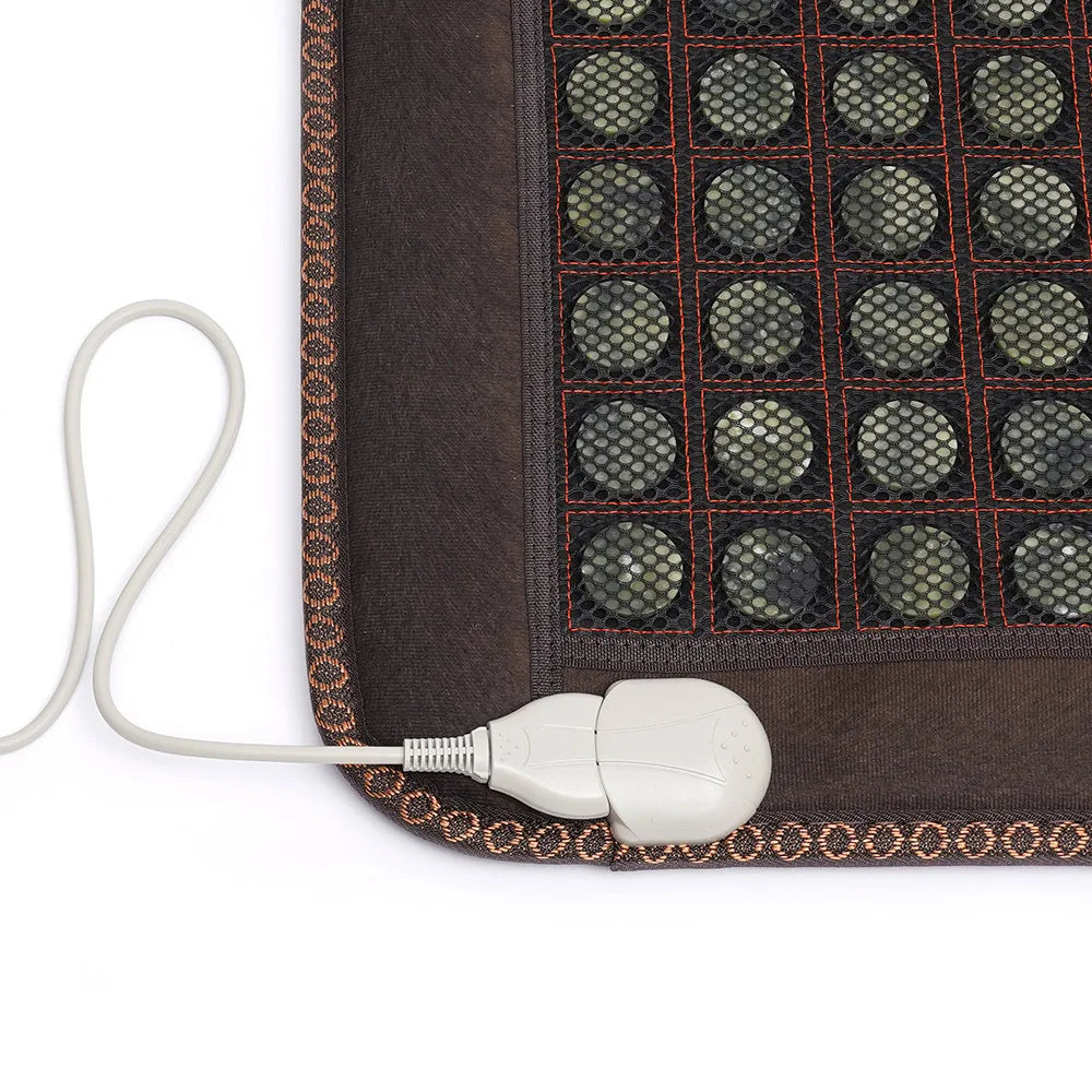 Far Infrared Heating Pad for Full Back, Natural Jade Tourmaline Stones Heating Mat, for Back Neck Shoulder Fast Pain Relief, Suitable for Home&Office